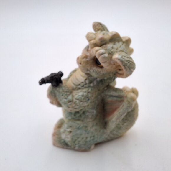 Vintage 1993 Stone Critter Littles Green Dragon SCL 114 Made in the USA Fantasy - Picture 5 of 11